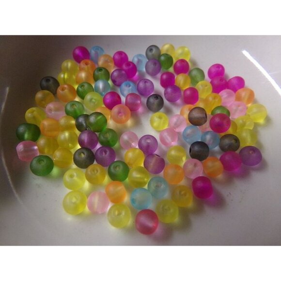 100 pc Mixed Frosted Round Glass Beads 4mm - Picture 1 of 2